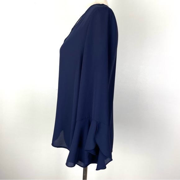 Soho Navy Blue Sheer Pull Over Blouse XS - Picture 6 of 11